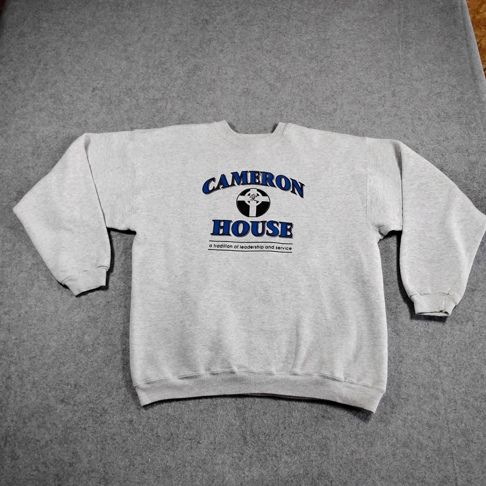 Vintage Hanes Heavyweight Cameron House Sweatshirt Mens Large Gray Made in USA
